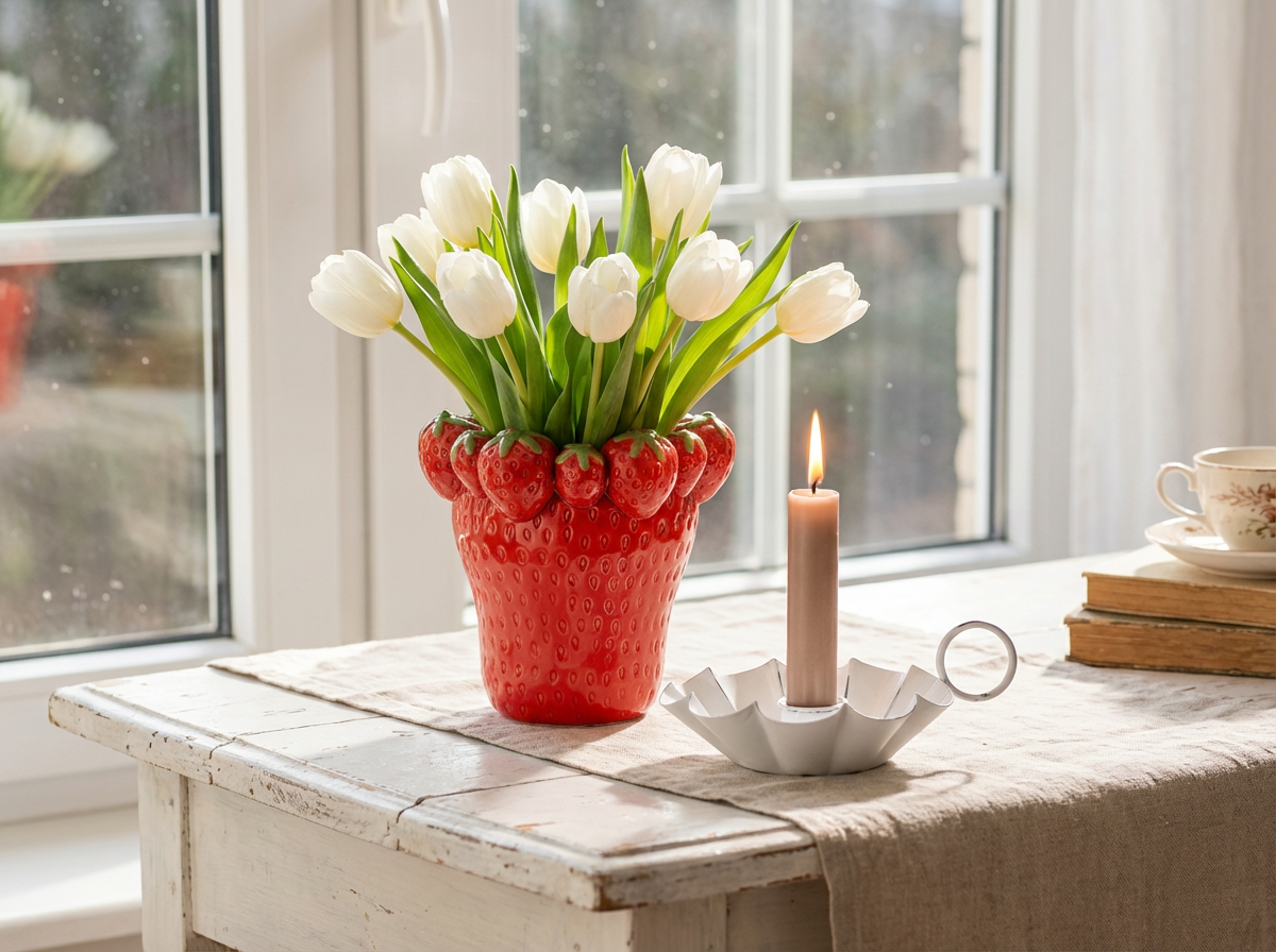 Porta candele in metallo bianco antichizzato diam 10,5 H 4 cm Chic Antique (64103-01)