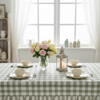 Tovaglia con gala linea Bolgheri quadri burro e Verde salvia cm 170x300 gala cm 10 - La mia casa Chic