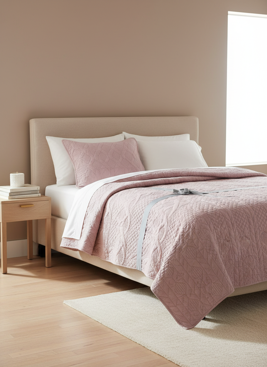 Trapuntino termosaldato microfibra "Cassis Pezzoli ROSA " matrimoniale 250x250 - La mia casa Chic
