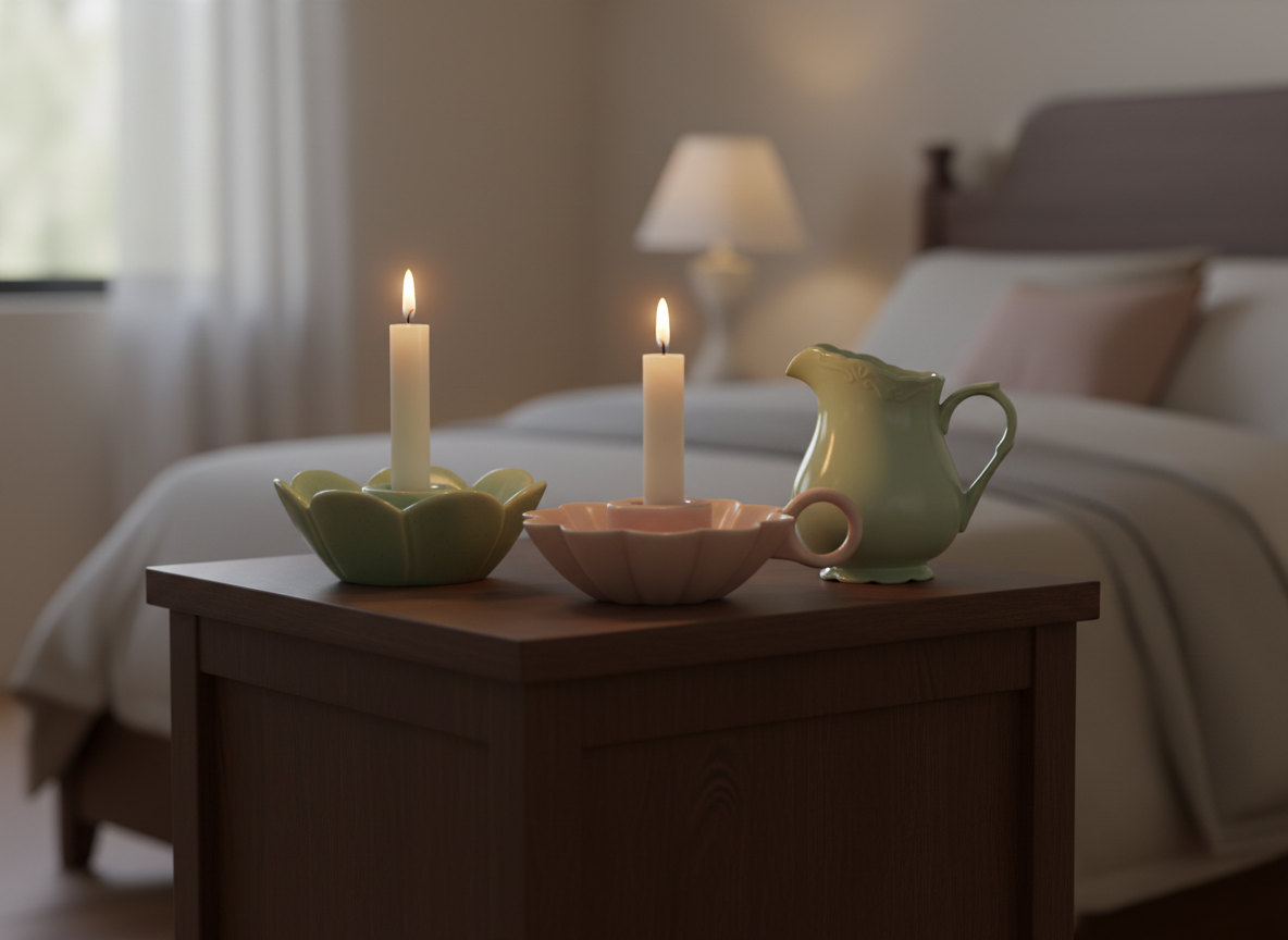 Porta candela ROSA polvere d. 10 h 4 cm Chic Antique (71148307)