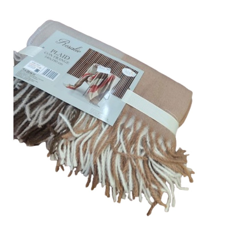 PLAID EFFETTO LANA 140X180CM CON FRANGE ROSALIE DIADEMA