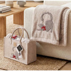 PLAID PILE 130X160CM RICAMATO CON BORSA IN FELTRO MICIO DAUNEX