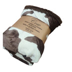 PLAID PILE STAMPATO AGNELLATO COW MUCCATO BIANCO MARRONE MATRIMONIALE