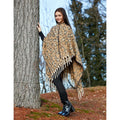PONCHO DONNA SIMIL LANA CON FRANGE MISS LIFE ANIMALIER NOCCIOLA