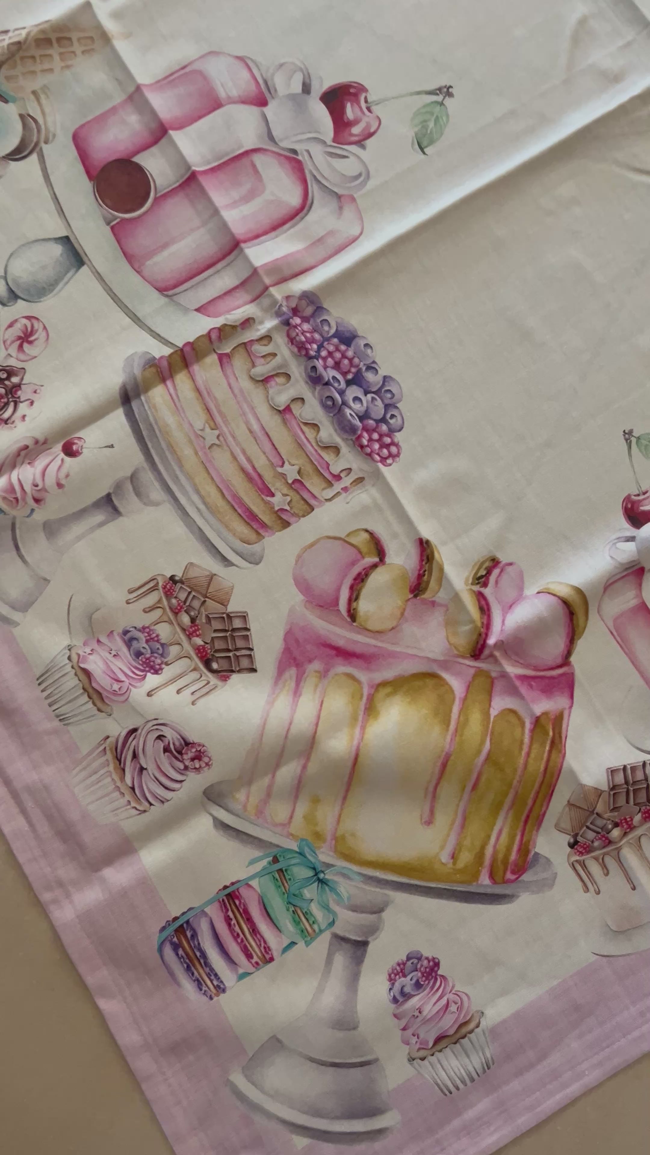 TOVAGLIA COTONE DIGITALE CUPCAKE GIPETEX 100% cotone Made in Italy