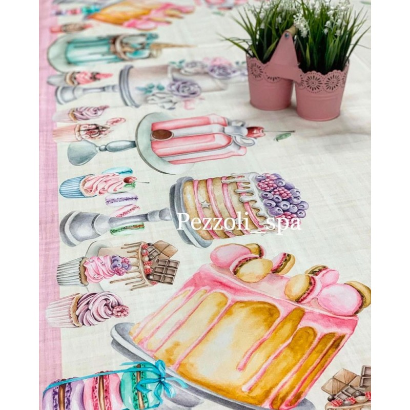 TOVAGLIA COTONE DIGITALE CUPCAKE GIPETEX 100% cotone Made in Italy