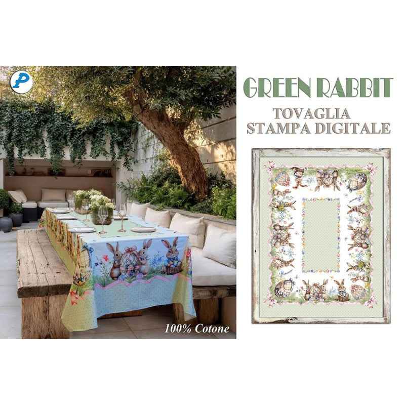 TOVAGLIA IN COTONE DIGITALE GREEN RABBIT DA 12